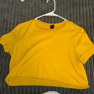 yellow cropped t shirt